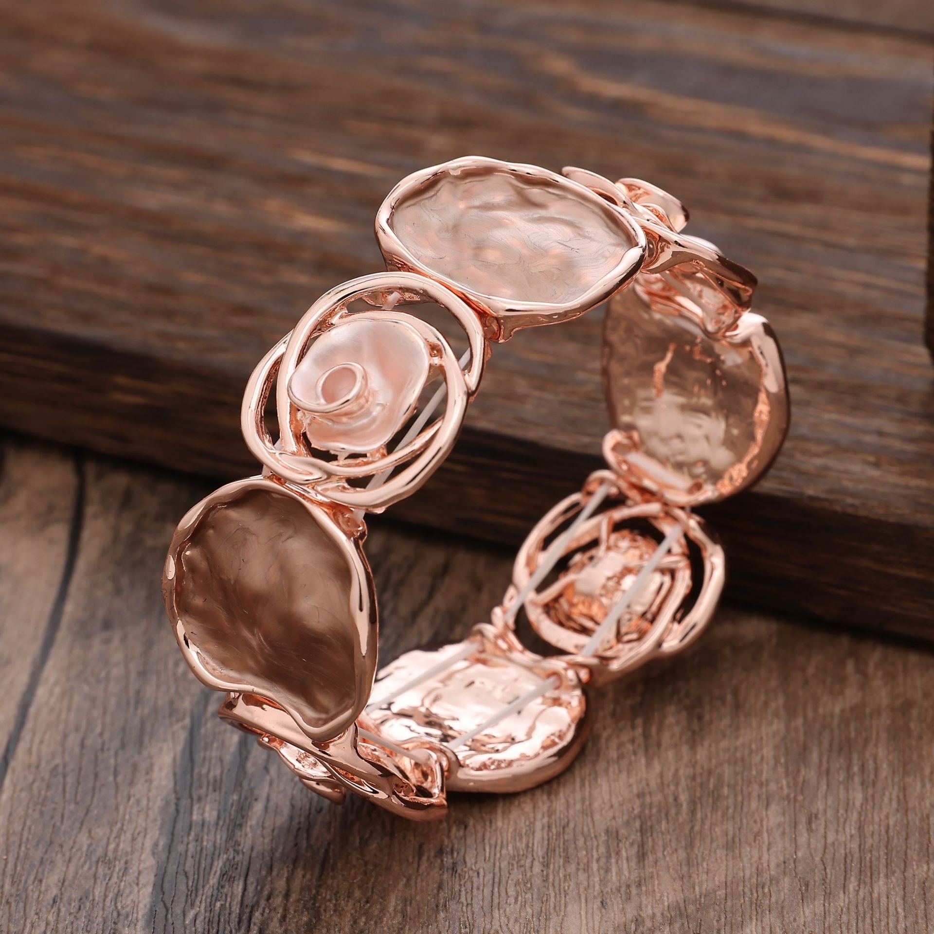 Wholesale Rose Flower Hollow Stitching Alloy Bracelet